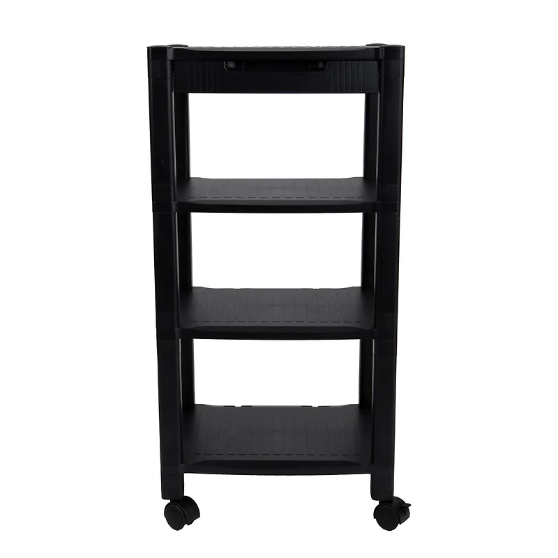 Mind Reader 34.7" Black 4-Shelf Printer Cart Stand with Wheels