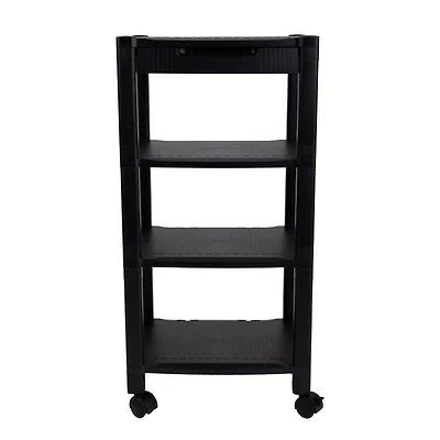 Mind Reader 34.7" Black 4-Shelf Printer Cart Stand with Wheels