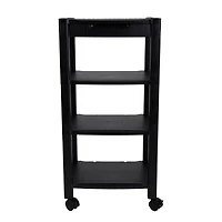 Mind Reader 34.7" Black 4-Shelf Printer Cart Stand with Wheels
