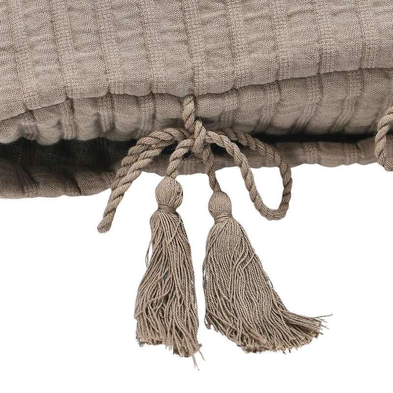 Hello Honey® Gray Woven Cotton Pillow with Tassel Ties