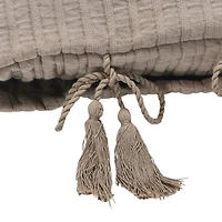 Hello Honey® Gray Woven Cotton Pillow with Tassel Ties