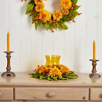 7.5" Golden Sunflower Candelabrum Arrangement