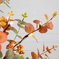 3ft. Pre-Lit Autumn Eucalyptus Artificial Fall Tree with Pinecones, Berries and 36 Warm White LED Lights