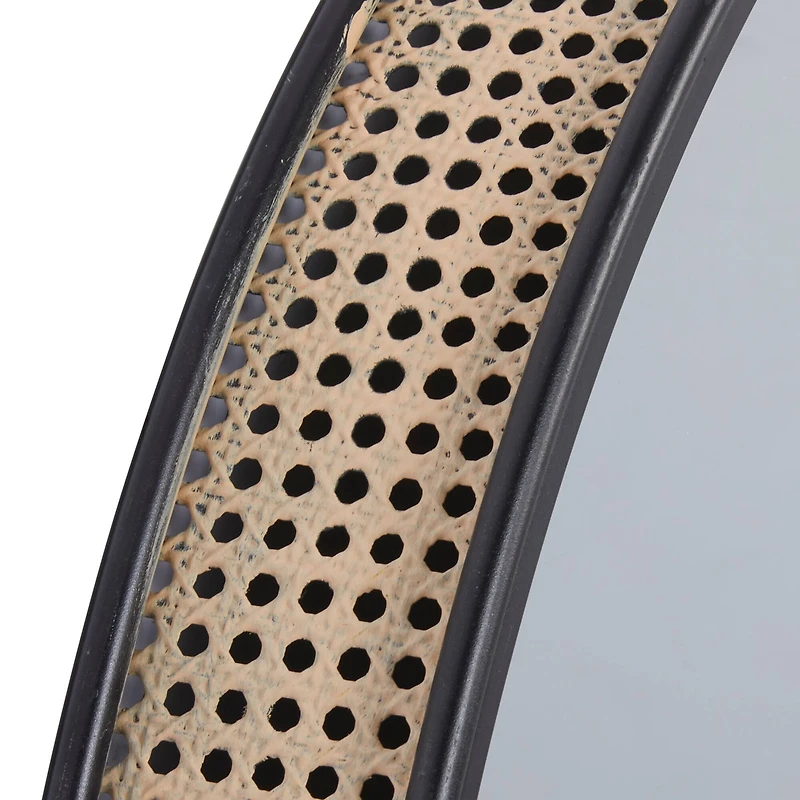 31.5" Black & Brown Contemporary Metal Wall Mirror