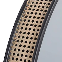 31.5" Black & Brown Contemporary Metal Wall Mirror