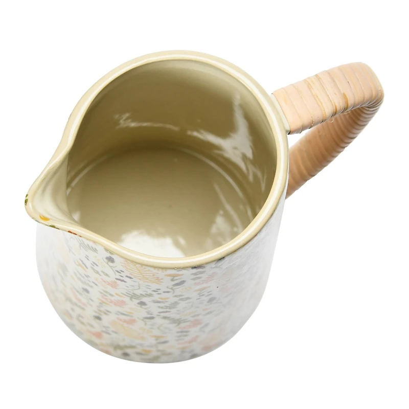 Hello Honey® 6.75" Stoneware Pitcher with Rattan Wrapped Handle