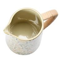 Hello Honey® 6.75" Stoneware Pitcher with Rattan Wrapped Handle