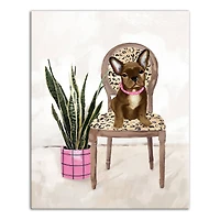 Cheetah Chair Dog 2 Canvas Wall Art