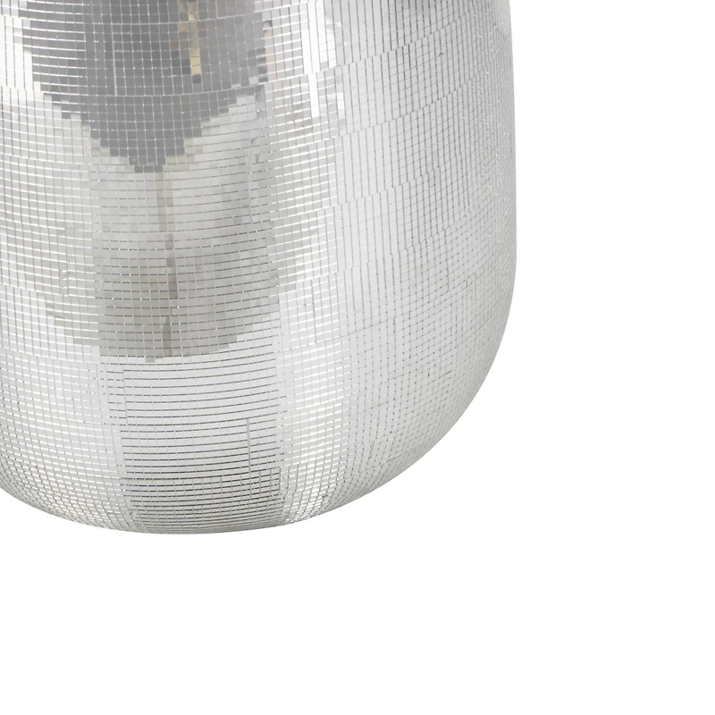 40" Silver Fiberglass Mosaic Floor Vase with Blue Interior,