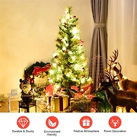 Costway 4ft. Pre-Lit Entrance Artificial Christmas Tree in Gold Urn, Warm White LED Lights