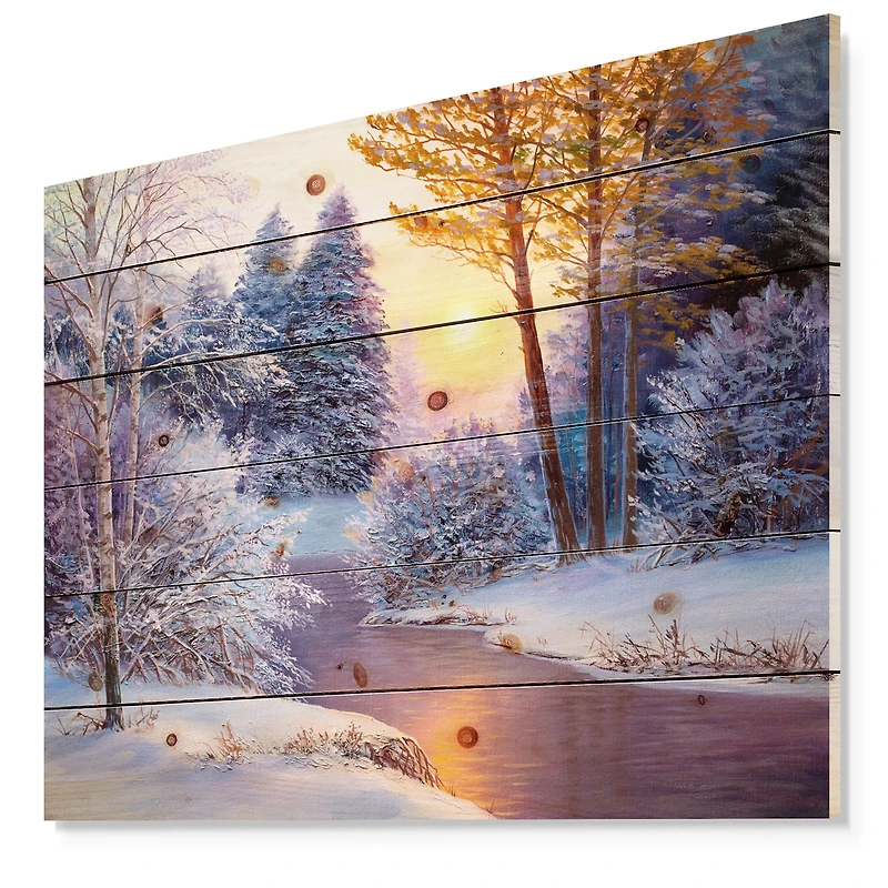 Designart - Winter Forest in River