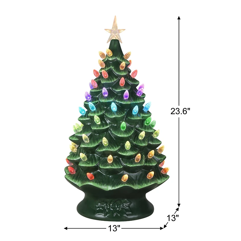 Mr. Christmas 24" Nostalgic Green Ceramic Tree with RGB Lightshow