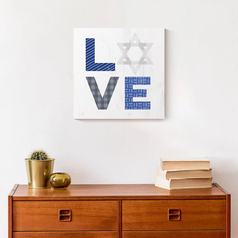 Love Hanukkah Blues 12x12 Canvas Wall Art