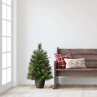 2 ft. Pre-Lit Table Top Artificial Christmas Tree With Gold Base