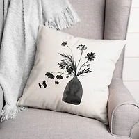 Monochromatic Floral III 18" x 18" Throw Pillow