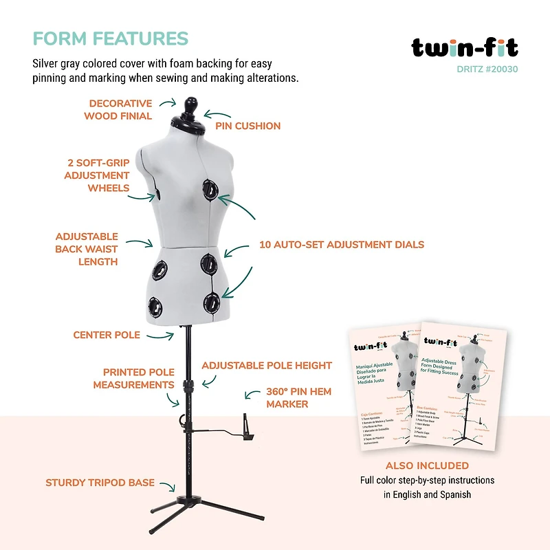 Dritz® Twin-Fit Petite Dress Form with Adjustable Tri-Pod Stand
