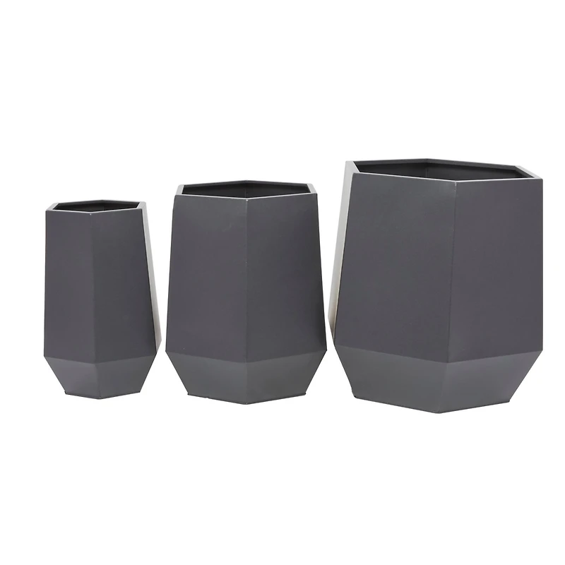 Grey Modern Planter, Set of 3" 21", 16", 11"