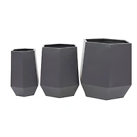 Grey Modern Planter, Set of 3" 21", 16", 11"