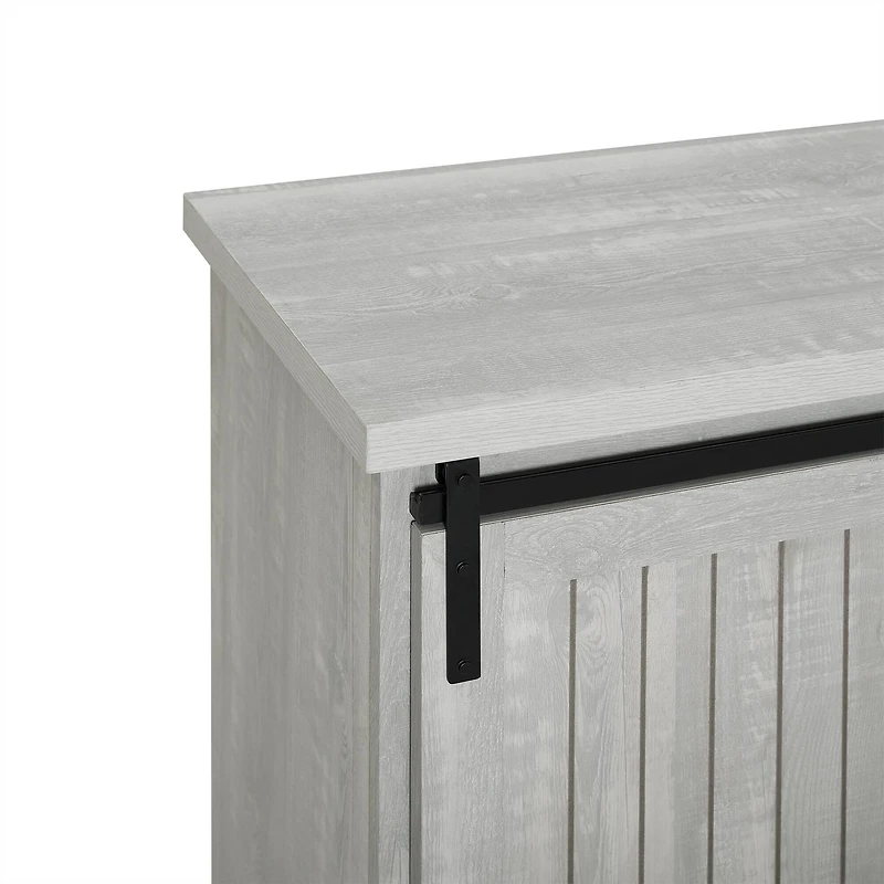Walker Edison 32" Stone Grey Sliding Grooved Door Modern Accent Cabinet