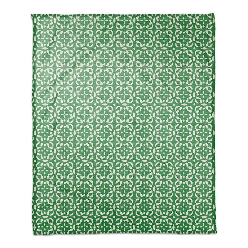 Green & White Pattern Coral Fleece Blanket