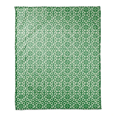 Green & White Pattern Coral Fleece Blanket