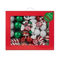 Glitzhome® 160 Pack Whimsical Red & Green Deluxe Boxed Shatterproof Ornaments