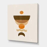 Designart - Abstract Minimal Orange Sun and Brown Moon