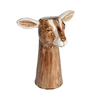 Hello Honey® 11" Brown & White Hand-Painted Decorative Stoneware Goat Vase