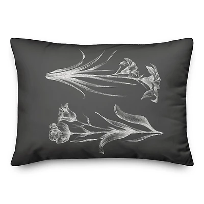 Floral Stems Sketch 20" x 14" Throw Pillow