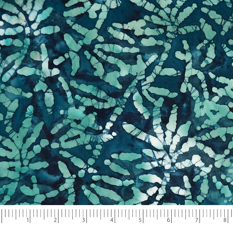 SINGER Batik Teal Leaf Cotton Fabric