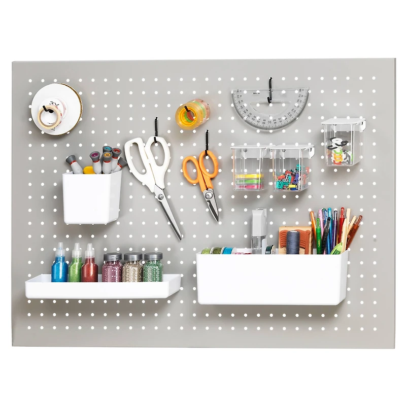 22" x 30" Gray Metal Pegboard by Simply Tidy®