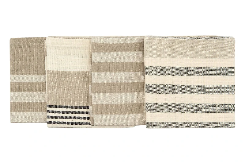 Hello Honey® Taupe, Black & Cream Stripes Cotton Woven Napkin Set