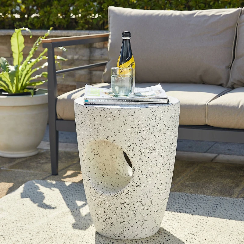 Glitzhome® 18" Multi-Functional White Terrazzo Garden Stool