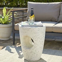 Glitzhome® 18" Multi-Functional White Terrazzo Garden Stool