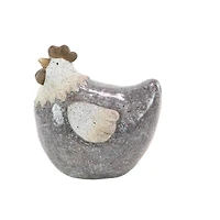 10" Gray Stone Country Hen Garden Sculpture