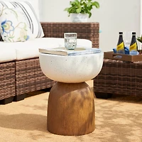 Glitzhome® 17.75" Geometric Faux Terrazzo & Wood Texture Garden Stool