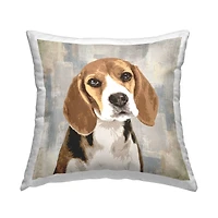 Stupell Industries Pet Beagle Portrait Abstract Beige Pattern Throw Pillow 18" x 18"