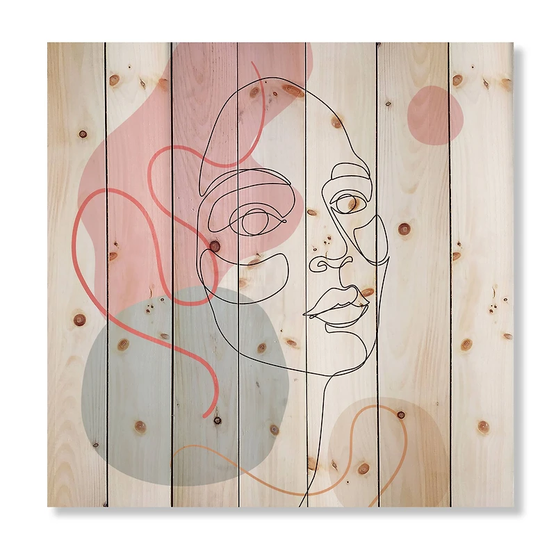 Designart - One Line Drawing of Young Woman In Pastel Tones