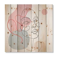 Designart - One Line Drawing of Young Woman In Pastel Tones