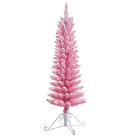 4ft. Pre-Lit Cotton Candy Pink Flocked Fir Artificial Christmas Tree, Clear Lights 