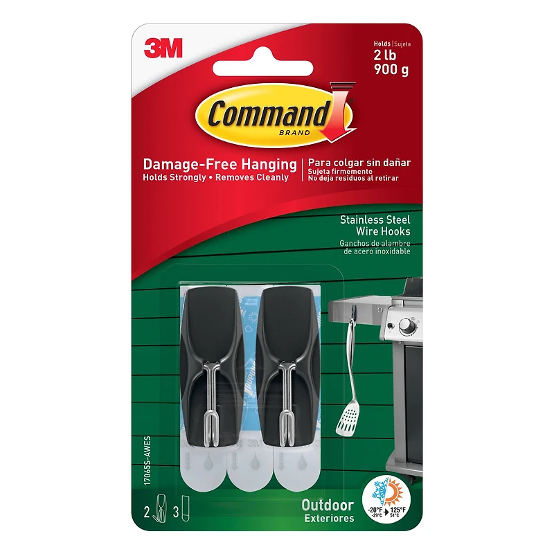 3M Command™ Outdoor Stainless Steel Wire Hooks