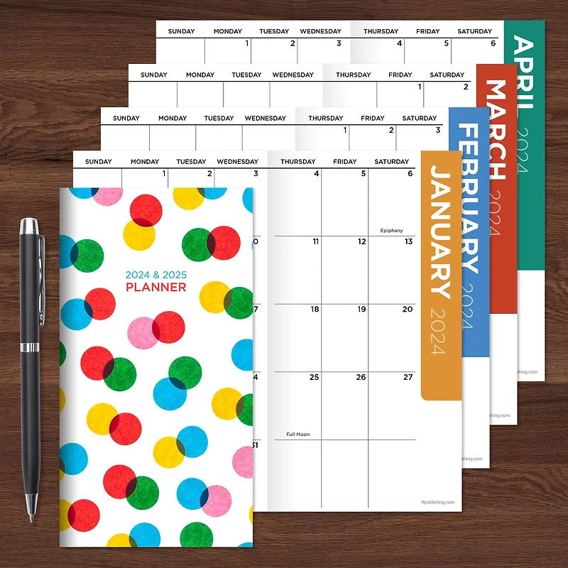 TF Publishing 2024-2025 Vivid Dots Small Monthly Pocket Planner