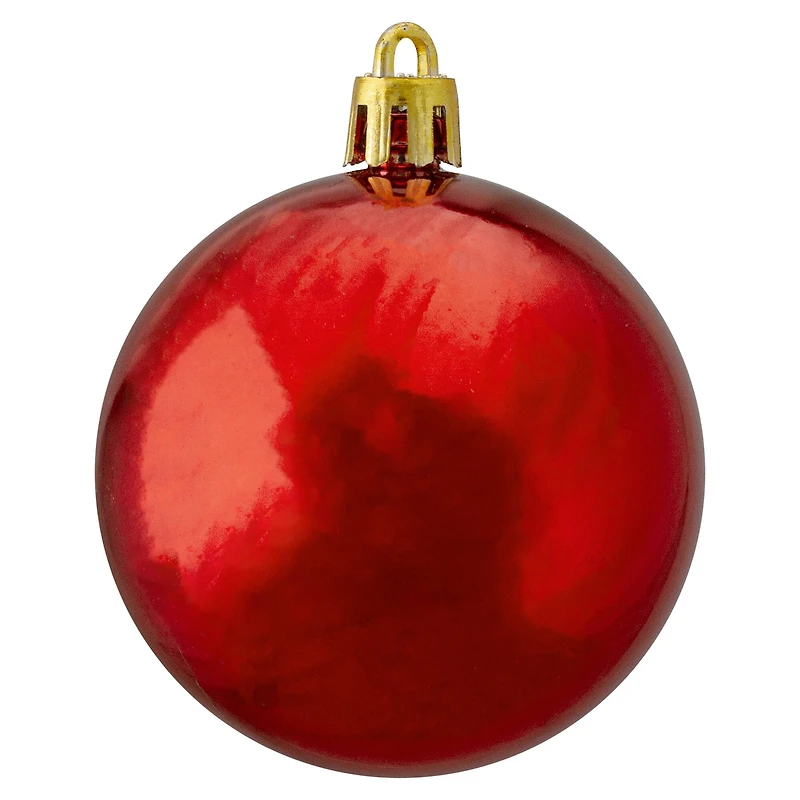 60ct Shiny Red Hot Shatterproof Ball Ornaments