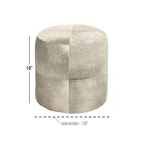 16" Gray Leather & Wood Glam Ottoman