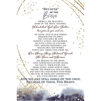 Because Of The Brave Inspirational Wood Plaque