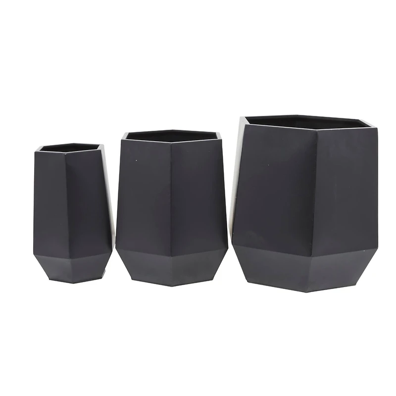Black Modern Planter, Set of 3" 20", 16", 11"
