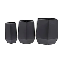 Black Modern Planter, Set of 3" 20", 16", 11"