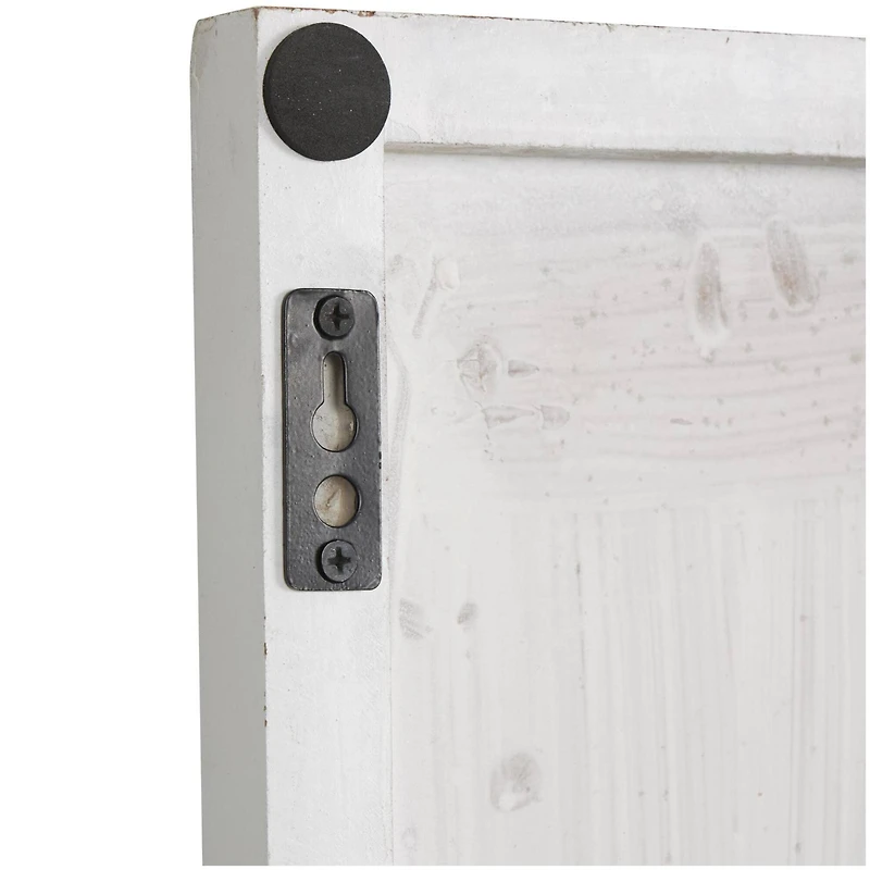 CosmoLiving by Cosmopolitan Wooden White Handmade Carved Panel Geometric Wall Art with Looped Sand Art Design, Set of 4