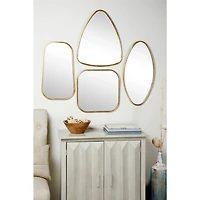 CosmoLiving by Cosmopolitan Set of 4 Gold Wood Glam Wall Mirror, 24", 21", 20"
