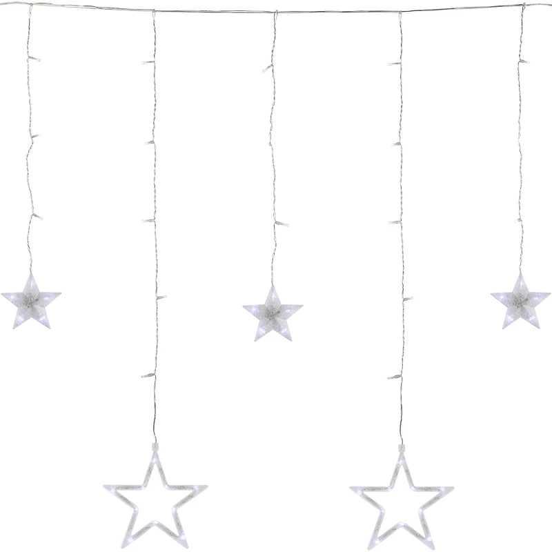 Christmas Stars Icicle Lights - 8.25' - Pure White LED Lights - Clear Wire - 12ct
